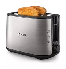 Philips Viva Collection محمصة خبز معدنية بالكامل، 950 واط، HD2650/92 - فضي/أسود