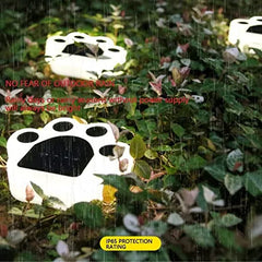 Paw Shape Decorative Solar Garden Light - Set of 4 Pieces - with Automatic Light Sensor &  Polysilicon Solar Panel - Rechargeable & Waterproof for Outdoor Lawn Pathway