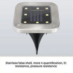 فانوس شمسي LED مربع من الفولاذ المقاوم للصدأ للحديقة - مجموعة من 4 قطع - مع مستشعر إضاءة تلقائي، إضاءة زخرفية مقاومة للماء للممرات الخارجية والحدائق والساحات.