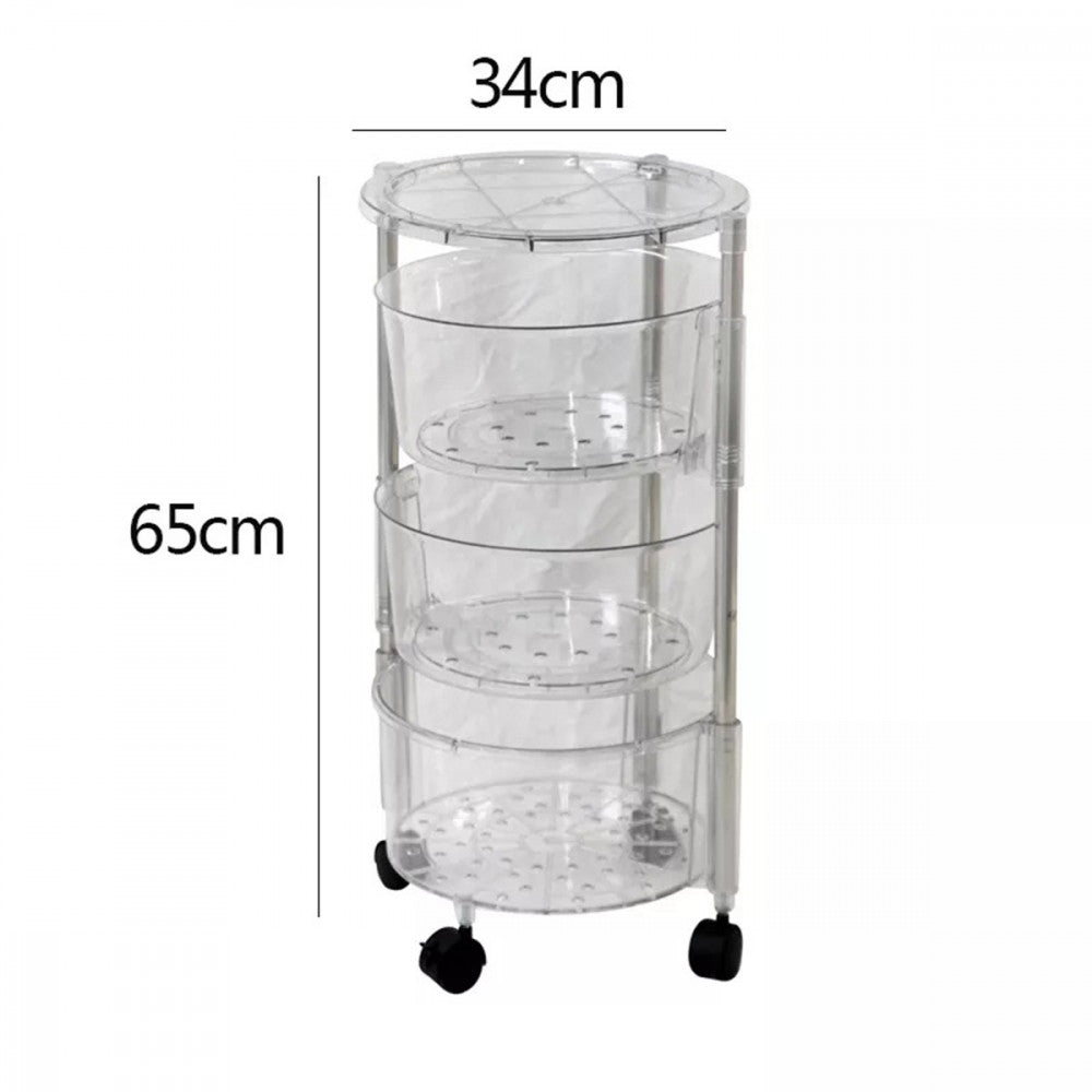 Transparent Multi Layer Rotating Storage Basket Rack with Removable Baskets
