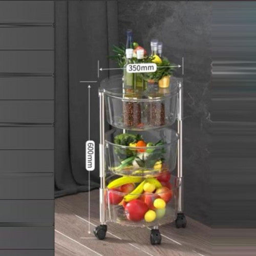 Transparent Multi Layer Rotating Storage Basket Rack with Removable Baskets