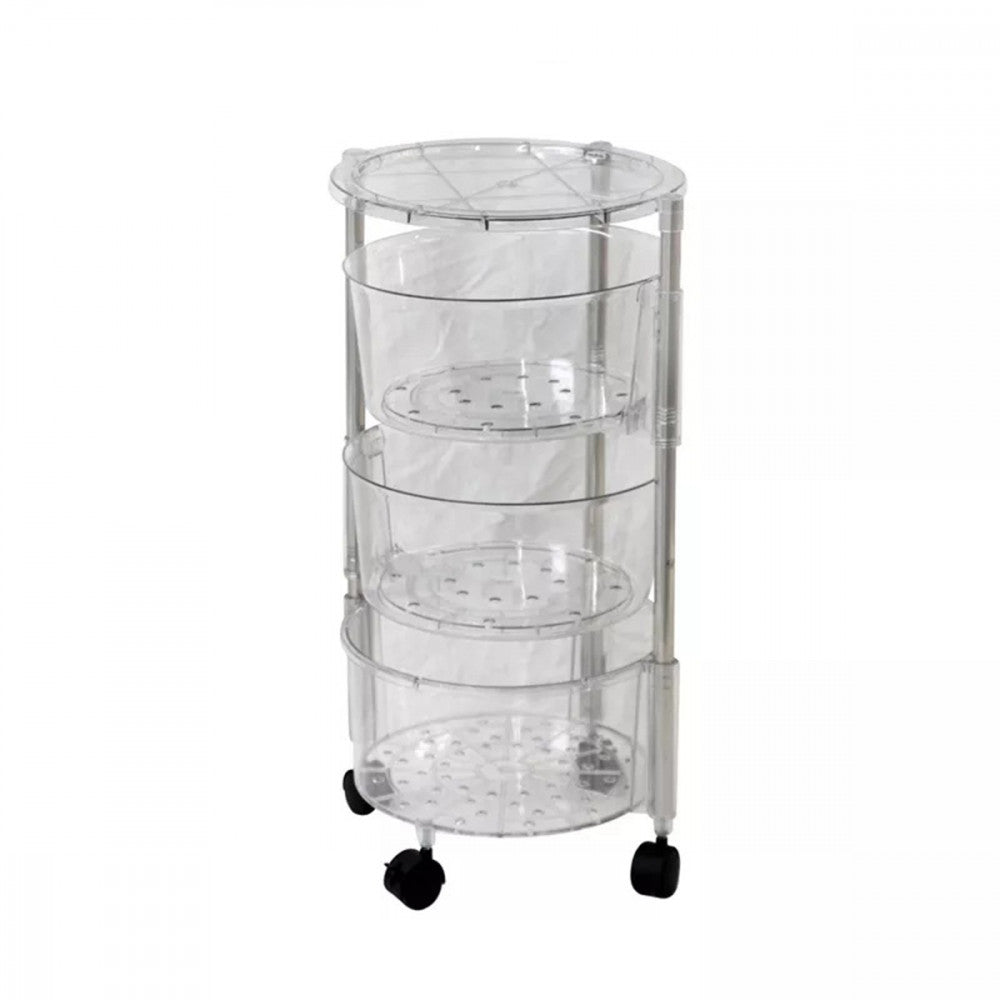 Transparent Multi Layer Rotating Storage Basket Rack with Removable Baskets