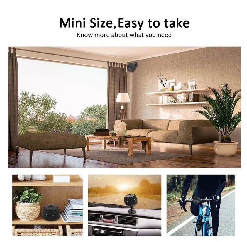كاميرا صغيرة عالية الدقة 1080 بكسل لاسلكية مزودة بتقنية واي فاي مع كشف الحركة، ودوران 360 درجة ورؤية ليلية