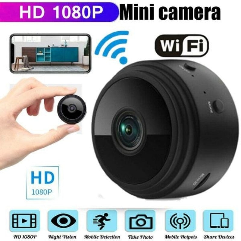 كاميرا صغيرة عالية الدقة 1080 بكسل لاسلكية مزودة بتقنية واي فاي مع كشف الحركة، ودوران 360 درجة ورؤية ليلية