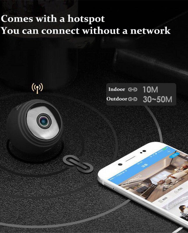 كاميرا صغيرة عالية الدقة 1080 بكسل لاسلكية مزودة بتقنية واي فاي مع كشف الحركة، ودوران 360 درجة ورؤية ليلية