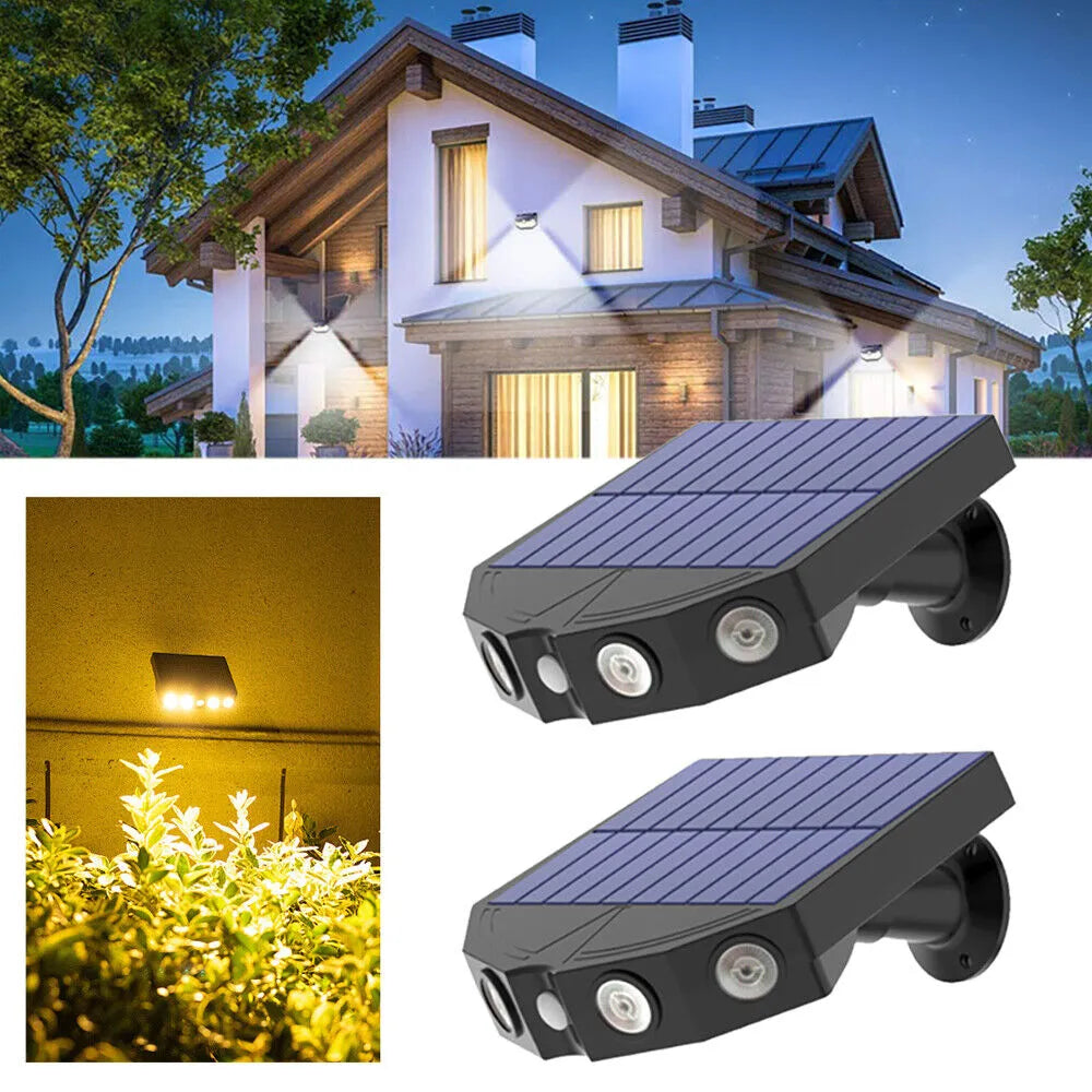Set of 2 Smart Motion Sensor LED Solar Outdoor Security Light - Waterproof, Frost Resistant, and Ene