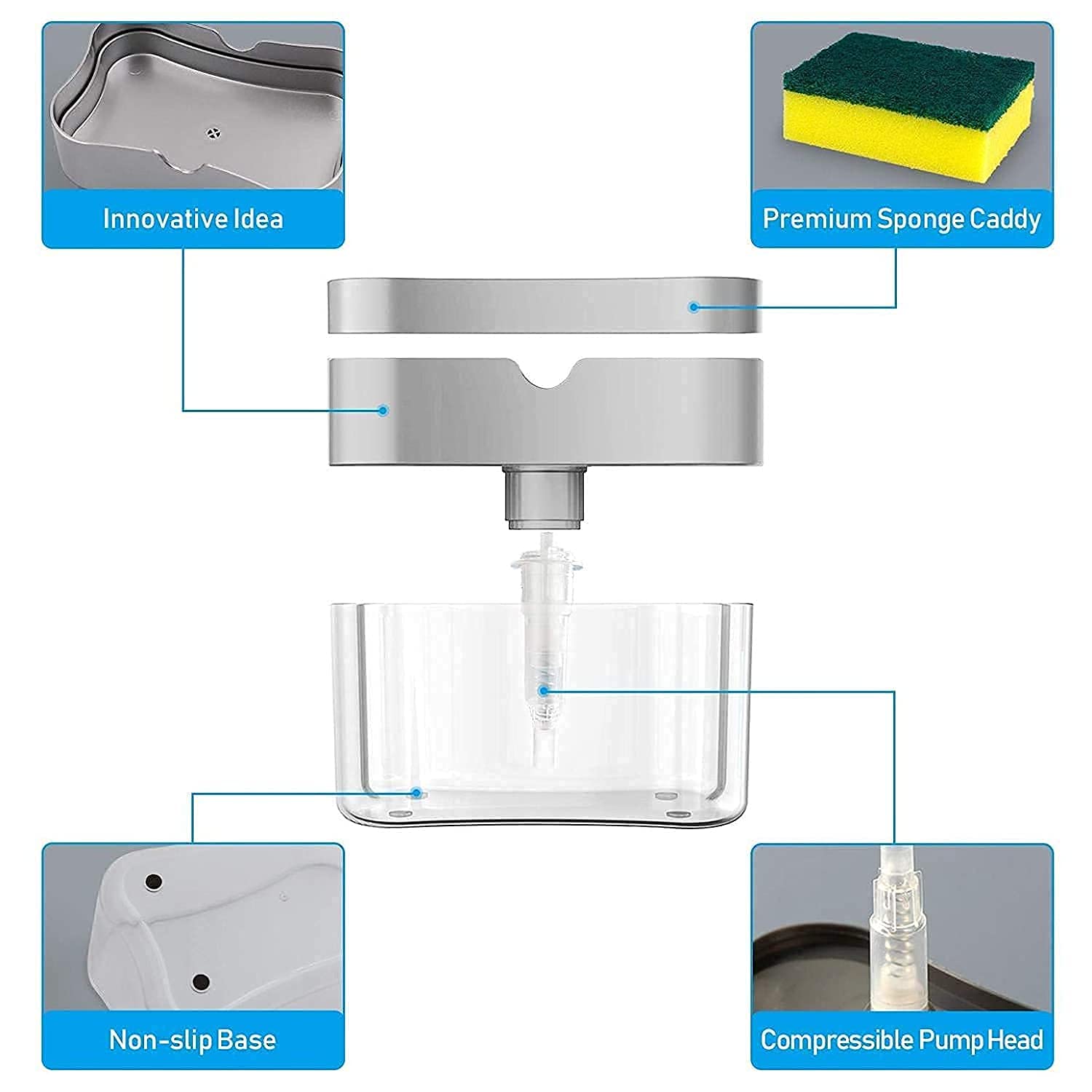 Dishwash Liquid Dispenser Pump & Sponge Holder