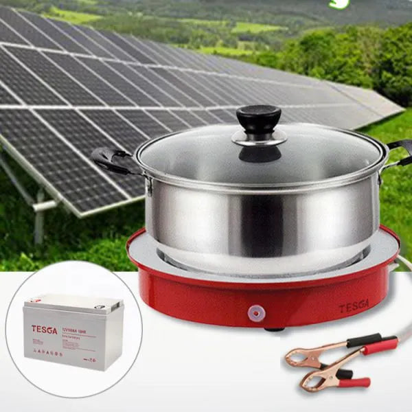 12V Mini Portable Battery & Solar Connectable Electric Hot Plate Cooking Stove