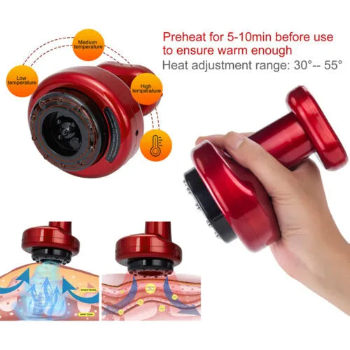 Portable Gua Sha Suction Cupping Scraping Massager with Heating - Rechargeable (Assorted Colors)
