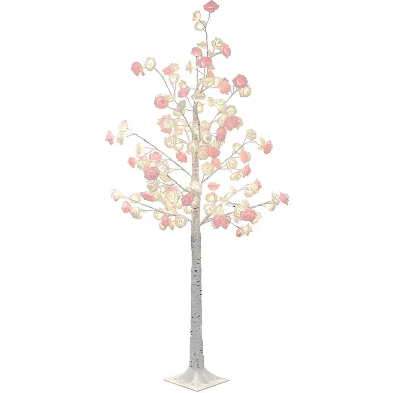Decorative LED Blossom Flower Tree Lamp - 130 cm Height – Artificial Floral Indoor Lighting for Bedroom, Living Room & Home Corner Decor