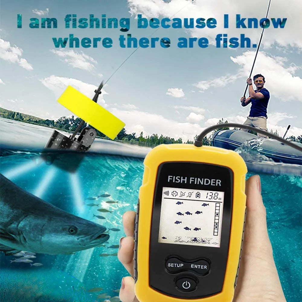Portable High Accuracy Fish Finder & Detector upto 100m Depth - 25ft cable