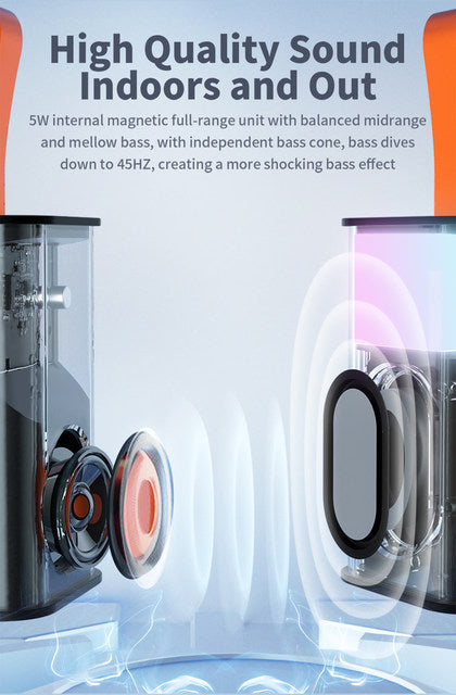 Transparent Mini Wireless Bluetooth Speaker with High Quality Sound and RGB Light