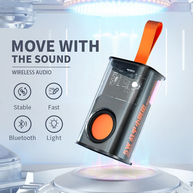 Transparent Mini Wireless Bluetooth Speaker with High Quality Sound and RGB Light
