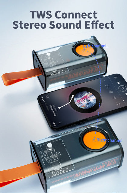 Transparent Mini Wireless Bluetooth Speaker with High Quality Sound and RGB Light
