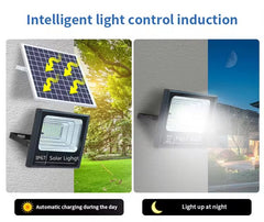 300W Solar LED Flood Light with RC, Intelligent Light Sensor, IP67 Waterproof Design, Separate Solar Panel, Auto Day Charging & Night Lighting, 3H/5H/8H Timer & Dual Brightness Modes