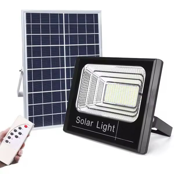 300W Solar LED Flood Light with RC, Intelligent Light Sensor, IP67 Waterproof Design, Separate Solar Panel, Auto Day Charging & Night Lighting, 3H/5H/8H Timer & Dual Brightness Modes