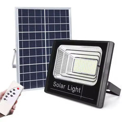 300W Solar LED Flood Light with RC, Intelligent Light Sensor, IP67 Waterproof Design, Separate Solar Panel, Auto Day Charging & Night Lighting, 3H/5H/8H Timer & Dual Brightness Modes