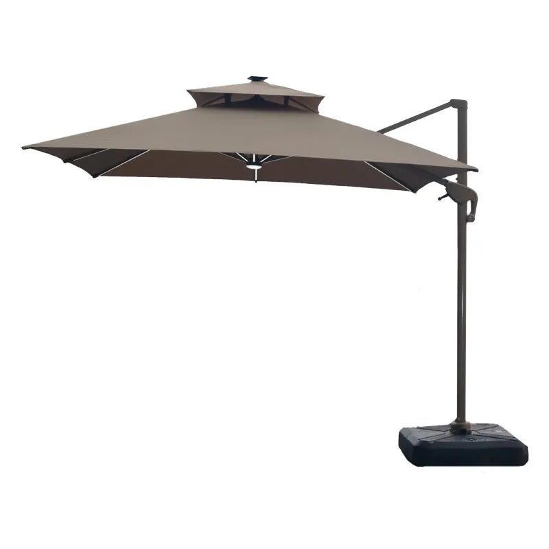 Patio Garden Cantilever Solar LED Umbrella - Waterproof, UV Resistant, 360° Rotation