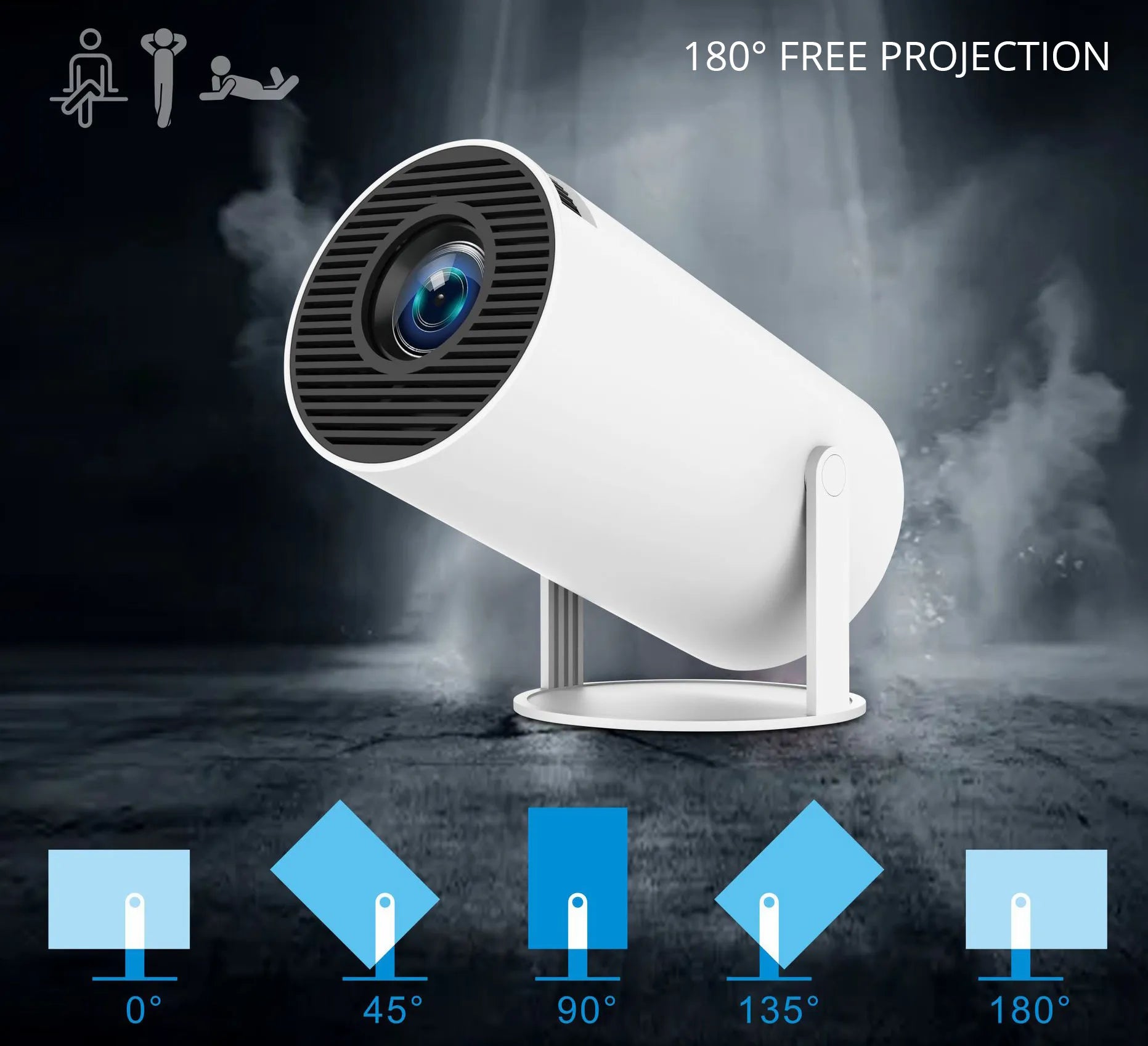 Mini Portable HD Smart Projector with Dual-Band WiFi, Remote Control Operation, Auto Keystone & 130" Display