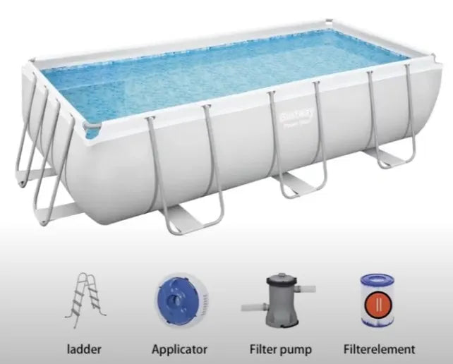 Bestway Power Steel Rectangular Pool Set - Durable PVC and Polyester, Easy Setup, Superior Strength