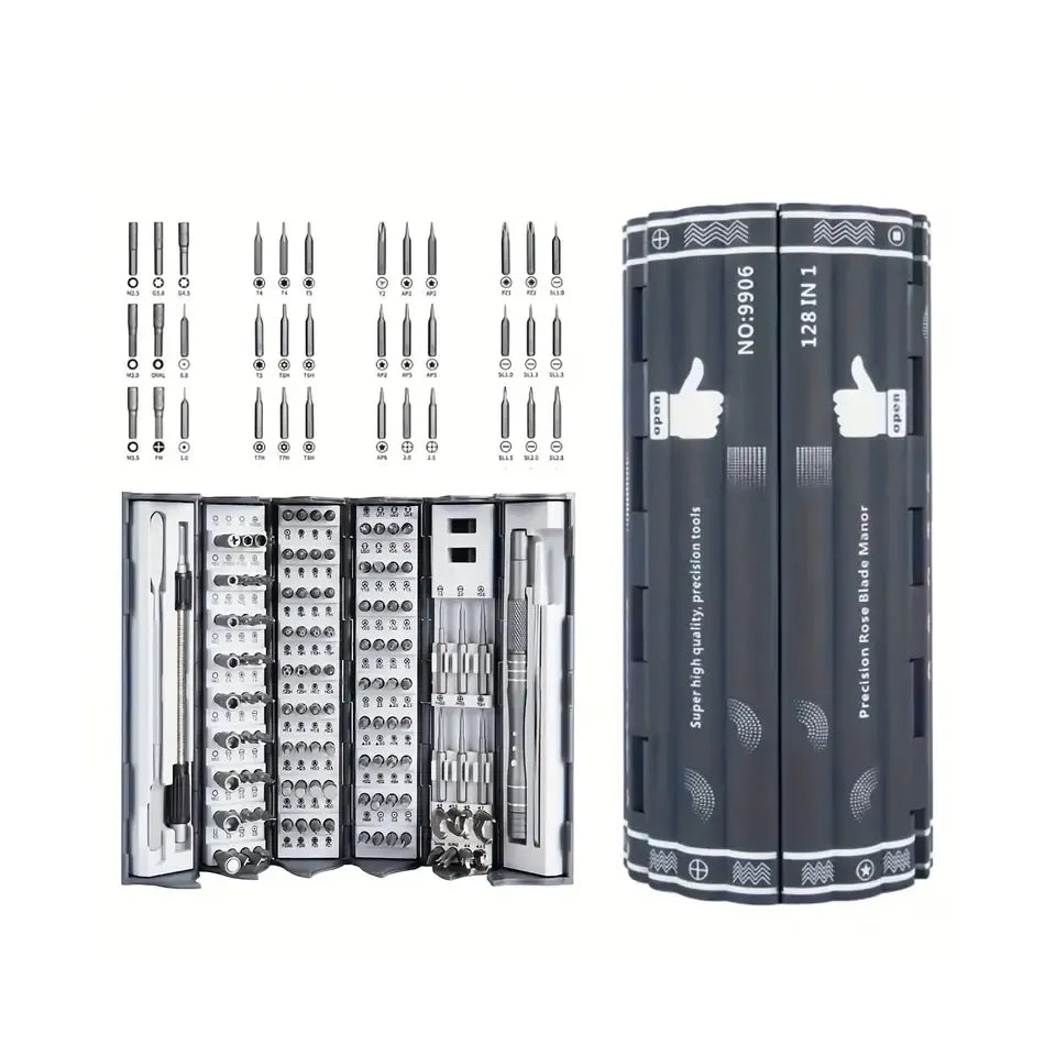 128-in-1 Professional Cylindrical Precision Multi-Tool Magnetic Screwdriver Set for DIY, Electronics