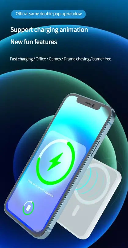بطارية شحن محمولة لاسلكية مغناطيسية بسعة 10,000 مللي أمبير/ساعة مع شحن سريع لأجهزة iPhone