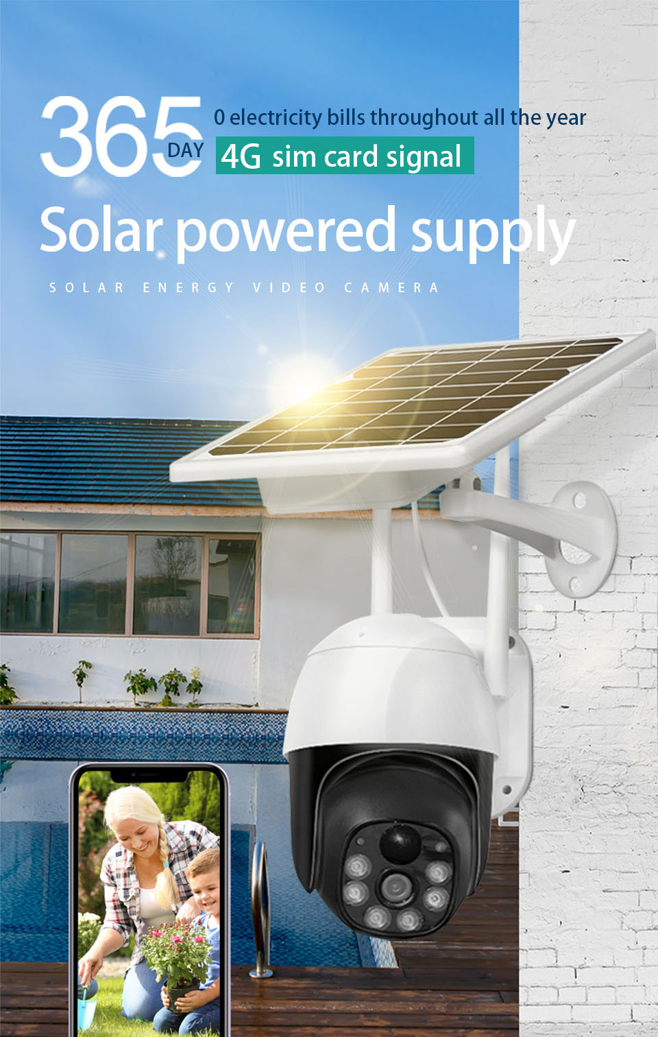 Smart Wireless 4G Outdoor Solar Security Camera with Night Vision, Motion Detection & PTZ
