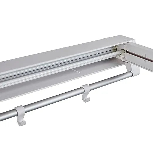 Foldable Wall Mounted Clothes Drying Rack with Hooks - 80cm