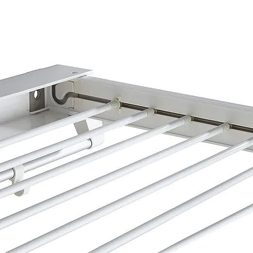 Foldable Wall Mounted Clothes Drying Rack with Hooks - 80cm