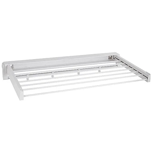 Foldable Wall Mounted Clothes Drying Rack with Hooks - 80cm