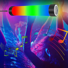 مكبر صوت بلوتوث أنبوبي بإضاءة LED RGB مغناطيسية مع صوت محيطي 360 درجة - مصباح طوارئ محمول، تصميم معلق وبطارية قابلة لإعادة الشحن بسعة 1500 مللي أمبير