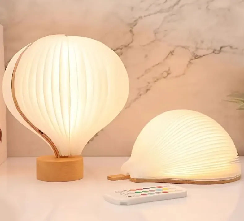 Decorative Hot Air Balloon Wood Lamp - Portable Color-Changing Lantern