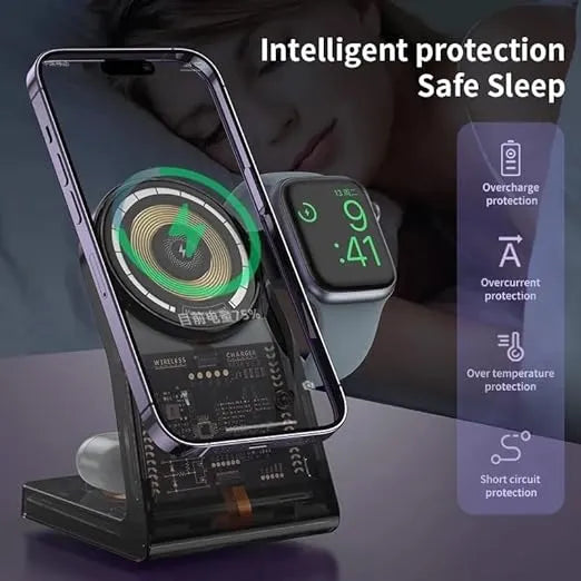 3-in-1 15W Magnetic Wireless Mobile & Watch & Earpods Charging Station Dock