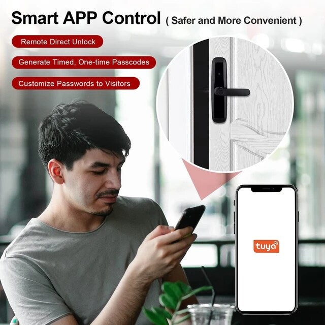 Intelligent Smart Door Lock - Electronic Lock Digital Door with Wifi and Biometric Fingerprints (Tuya App Compatible)