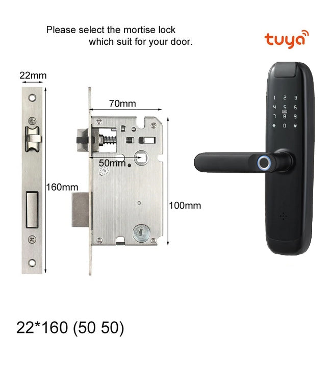 Intelligent Smart Door Lock - Electronic Lock Digital Door with Wifi and Biometric Fingerprints (Tuya App Compatible)