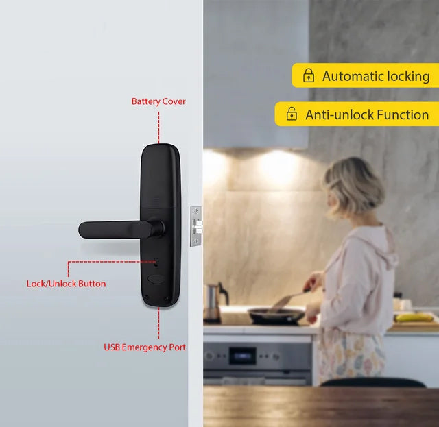 Intelligent Smart Door Lock - Electronic Lock Digital Door with Wifi and Biometric Fingerprints (Tuya App Compatible)