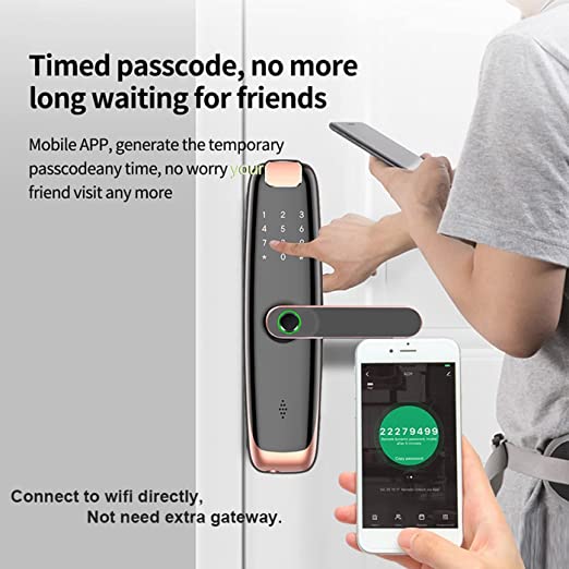 Intelligent Smart Door Lock - Electronic Lock Digital Door with Wifi and Biometric Fingerprints (Tuya App Compatible)