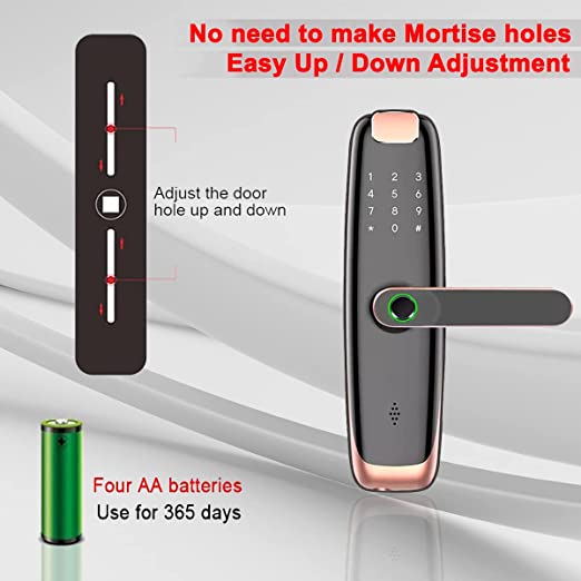 Intelligent Smart Door Lock - Electronic Lock Digital Door with Wifi and Biometric Fingerprints (Tuya App Compatible)