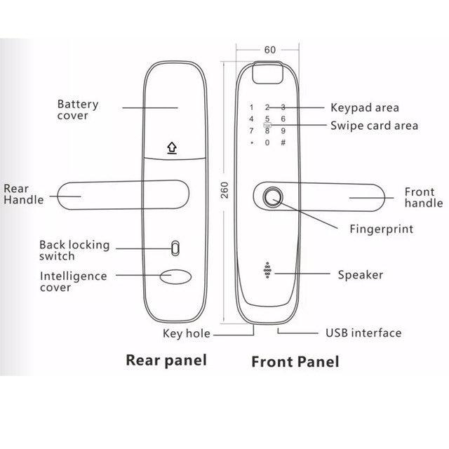 Intelligent Smart Door Lock - Electronic Lock Digital Door with Wifi and Biometric Fingerprints (Tuya App Compatible)