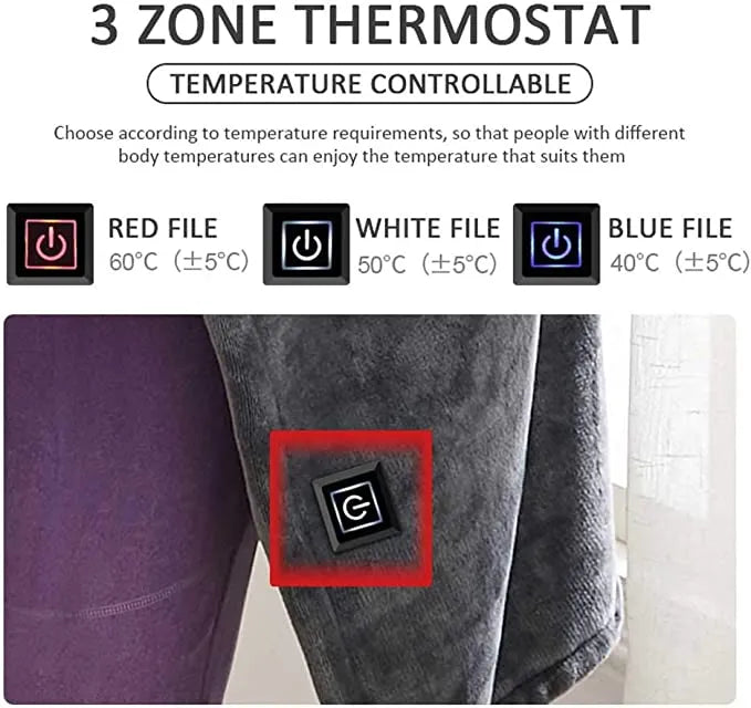 Comfy Cosy Heating Wearable Flannel Blanket Shawl - Rechargeable