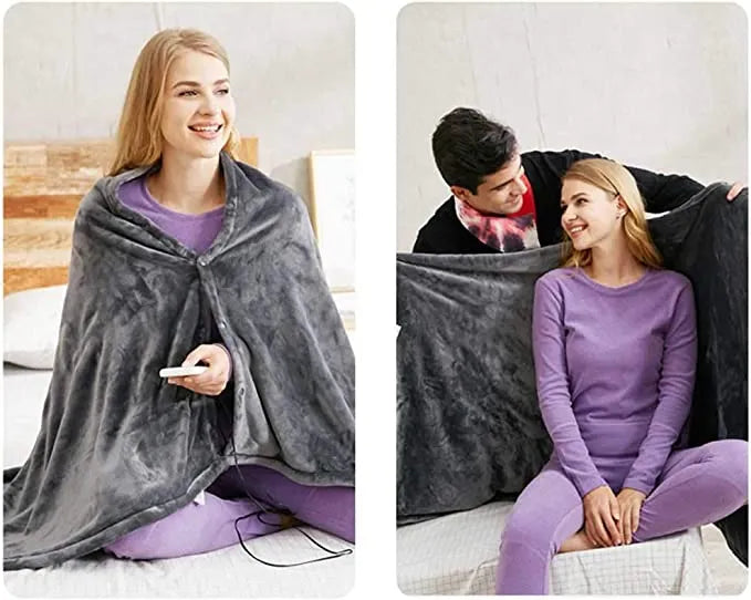 Comfy Cosy Heating Wearable Flannel Blanket Shawl - Rechargeable