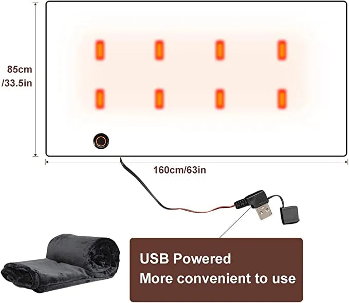 Comfy Cosy Heating Wearable Flannel Blanket Shawl - Rechargeable