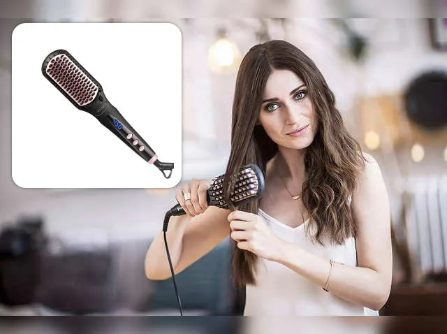 Mac Styler Hair Straightening Brush with Adjustable Temperature & Auto Shut-off