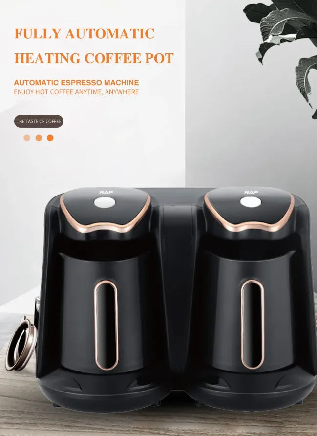 RAF 1,200W Portable Electric Automatic Dual Turkish Coffee Pot Machine - 1 Litre