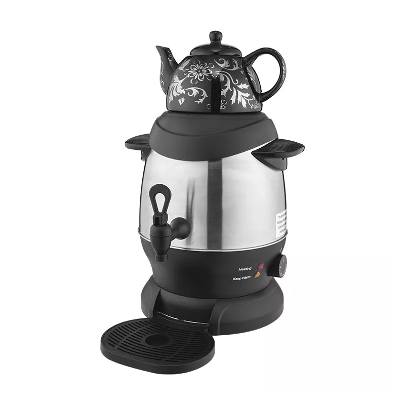 Electric 360° Samovar Tea Maker with Ceramic Pot - Stainless Steel - 1350W
