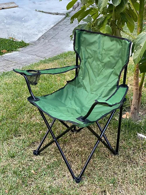 Portable Foldable Camping Chair with Water Bottle Slot & Padded Seat