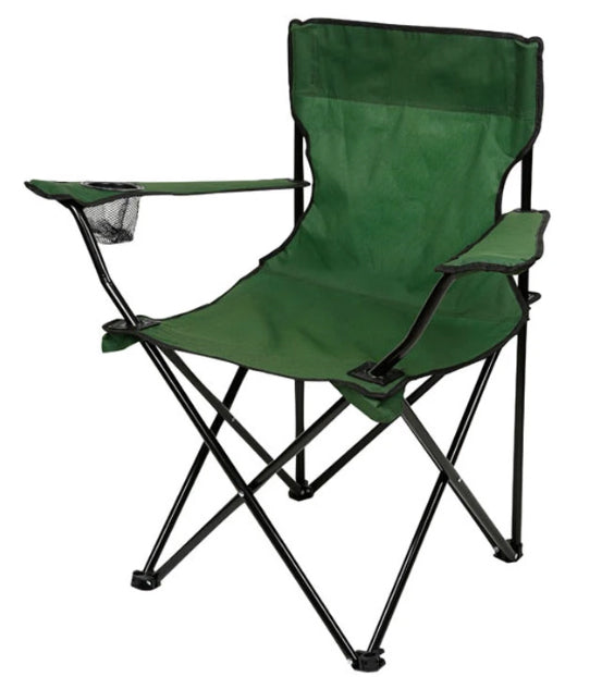Portable Foldable Camping Chair with Water Bottle Slot & Padded Seat