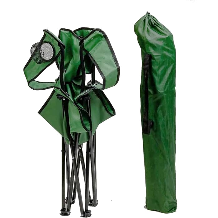 Portable Foldable Camping Chair with Water Bottle Slot & Padded Seat