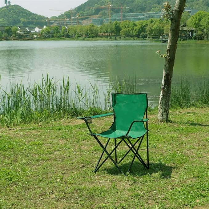 Portable Foldable Camping Chair with Water Bottle Slot & Padded Seat