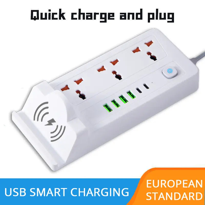 تمديدات شريط الطاقة متعددة الوظائف - 3 مقابس طاقة، ومنفذ PD واحد و5 مقابس USB